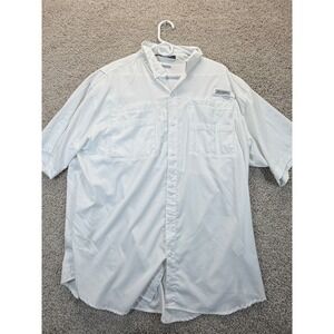 Columbia PFG Tamiami II Mens XL White Short Sleeve Fishing Shirt UPF 40 Ripstop